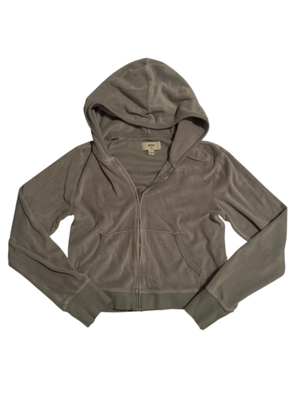aerie Blue/Grey Velour Zipper Hoodie